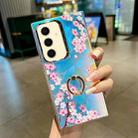 For Samsung Galaxy S24 5G Electroplating Laser Flower Ring Holder TPU Phone Case(Peach Blossom AH4) - 1