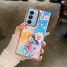 For Samsung Galaxy A25 5G Electroplating Laser Flower Ring Holder TPU Phone Case(Peony AH11) - 1