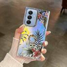 For Samsung Galaxy A25 5G Electroplating Laser Flower Ring Holder TPU Phone Case(Leaves AH12) - 1