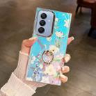 For Samsung Galaxy A25 5G Electroplating Laser Flower Ring Holder TPU Phone Case(Blue Flower AH8) - 1