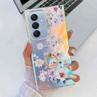 For Samsung Galaxy A25 5G Electroplating Laser Flower Ring Holder TPU Phone Case(Rose AH15) - 1
