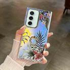 For Samsung Galaxy S23 FE 5G Electroplating Laser Flower Ring Holder TPU Phone Case(Leaves AH12) - 1