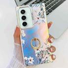 For Samsung Galaxy S23 FE 5G Electroplating Laser Flower Ring Holder TPU Phone Case(Morning Glory AH16) - 1