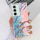 For Samsung Galaxy S23 FE 5G Electroplating Laser Flower Ring Holder TPU Phone Case(Lavender AH14) - 1