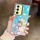 For Samsung Galaxy A34 5G Electroplating Laser Flower Ring Holder TPU Phone Case(Blue Flower AH8) - 1
