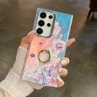 For Samsung Galaxy S23 Ultra 5G Electroplating Laser Flower Ring Holder TPU Phone Case(Zinnia AH9) - 1