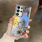 For Samsung Galaxy S23 Ultra 5G Electroplating Laser Flower Ring Holder TPU Phone Case(Leaves AH12) - 1