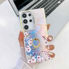 For Samsung Galaxy S23 Ultra 5G Electroplating Laser Flower Ring Holder TPU Phone Case(Plum Blossom AH18) - 1