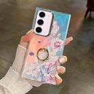 For Samsung Galaxy S23+ 5G Electroplating Laser Flower Ring Holder TPU Phone Case(Zinnia AH9) - 1