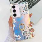 For Samsung Galaxy S23+ 5G Electroplating Laser Flower Ring Holder TPU Phone Case(Morning Glory AH16) - 1