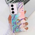 For Samsung Galaxy S23+ 5G Electroplating Laser Flower Ring Holder TPU Phone Case(Lavender AH14) - 1