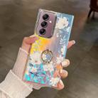 For Samsung Galaxy A14 5G Electroplating Laser Flower Ring Holder TPU Phone Case(White Flower AH10) - 1