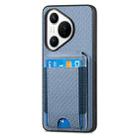 For Huawei Pura 70 Carbon Fiber Vertical Flip Wallet Stand Phone Case(Blue) - 2