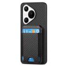 For Huawei Pura 70 Carbon Fiber Vertical Flip Wallet Stand Phone Case(Black) - 2
