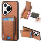 For Huawei Pura 70 Carbon Fiber Vertical Flip Wallet Stand Phone Case(Brown) - 1