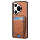 For Huawei Pura 70 Carbon Fiber Vertical Flip Wallet Stand Phone Case(Brown) - 2