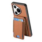 For Huawei Pura 70 Carbon Fiber Vertical Flip Wallet Stand Phone Case(Brown) - 3