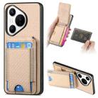 For Huawei Pura 70 Carbon Fiber Vertical Flip Wallet Stand Phone Case(Khaki) - 1