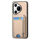 For Huawei Pura 70 Carbon Fiber Vertical Flip Wallet Stand Phone Case(Khaki) - 2