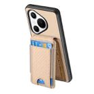 For Huawei Pura 70 Carbon Fiber Vertical Flip Wallet Stand Phone Case(Khaki) - 3