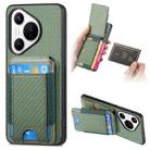 For Huawei Pura 70 Carbon Fiber Vertical Flip Wallet Stand Phone Case(Green) - 1