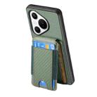 For Huawei Pura 70 Carbon Fiber Vertical Flip Wallet Stand Phone Case(Green) - 3