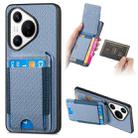 For Huawei Pura 70 Pro Carbon Fiber Vertical Flip Wallet Stand Phone Case(Blue) - 1