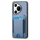 For Huawei Pura 70 Pro Carbon Fiber Vertical Flip Wallet Stand Phone Case(Blue) - 2