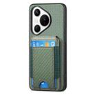 For Huawei Pura 70 Pro Carbon Fiber Vertical Flip Wallet Stand Phone Case(Green) - 2