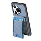 For Huawei Pura 70 Pro+ Carbon Fiber Vertical Flip Wallet Stand Phone Case(Blue) - 3