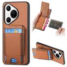 For Huawei Pura 70 Pro+ Carbon Fiber Vertical Flip Wallet Stand Phone Case(Brown) - 1