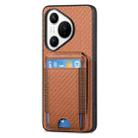 For Huawei Pura 70 Pro+ Carbon Fiber Vertical Flip Wallet Stand Phone Case(Brown) - 2