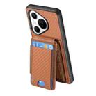 For Huawei Pura 70 Pro+ Carbon Fiber Vertical Flip Wallet Stand Phone Case(Brown) - 3