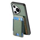 For Huawei Pura 70 Pro+ Carbon Fiber Vertical Flip Wallet Stand Phone Case(Green) - 3