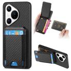 For Huawei Pura 70 Ultra Carbon Fiber Vertical Flip Wallet Stand Phone Case(Black) - 1