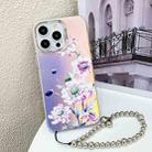 For iPhone 15 Pro Max Electroplating Laser Flower Phone Case with Wrist Strap(Zinnia AH9) - 1