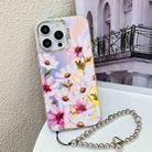 For iPhone 15 Pro Max Electroplating Laser Flower Phone Case with Wrist Strap(Cosmos Flower AH7) - 1