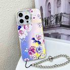 For iPhone 15 Pro Electroplating Laser Flower Phone Case with Wrist Strap(Peony AH11) - 1