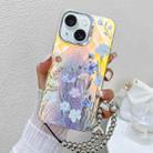 For iPhone 15 Electroplating Laser Flower Phone Case with Wrist Strap(Chrysanthemum AH5) - 1