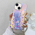 For iPhone 14 Electroplating Laser Flower Phone Case with Wrist Strap(Flower AH1) - 1