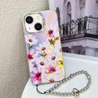 For iPhone 14 Electroplating Laser Flower Phone Case with Wrist Strap(Cosmos Flower AH7) - 1