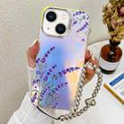 For iPhone 14 Electroplating Laser Flower Phone Case with Wrist Strap(Lavender AH14) - 1