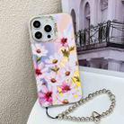 For iPhone 14 Pro Electroplating Laser Flower Phone Case with Wrist Strap(Cosmos Flower AH7) - 1