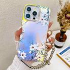 For iPhone 14 Pro Electroplating Laser Flower Phone Case with Wrist Strap(Morning Glory AH16) - 1