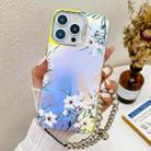 For iPhone 14 Pro Max Electroplating Laser Flower Phone Case with Wrist Strap(Morning Glory AH16) - 1