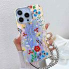 For iPhone 16 Pro Max Electroplating Laser Flower Phone Case with Wrist Strap(Flower AH6) - 1