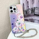 For iPhone 16 Pro Electroplating Laser Flower Phone Case with Wrist Strap(Zinnia AH9) - 1