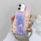 For iPhone 16 Plus Electroplating Laser Flower Phone Case with Wrist Strap(Flower AH1) - 1