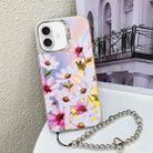 For iPhone 16 Plus Electroplating Laser Flower Phone Case with Wrist Strap(Cosmos Flower AH7) - 1