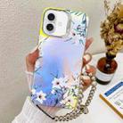 For iPhone 16 Plus Electroplating Laser Flower Phone Case with Wrist Strap(Morning Glory AH16) - 1